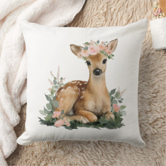 Coussin Summer Fawn Watercolor Baby Shower