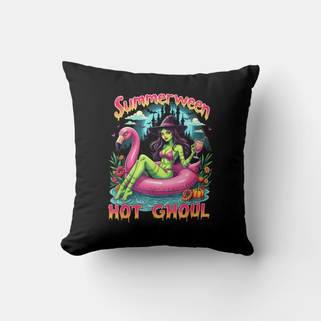 Coussin Summerween Witch Vibes Vacation Halloween Funny Pa (Recto)