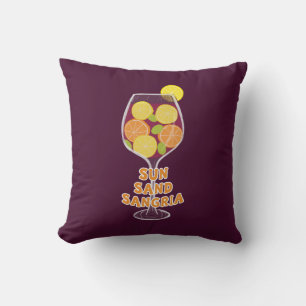 Coussin Sun Sand Sangria, Vin Espagnol, Plage d'Été