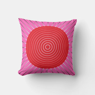 Coussin Sunburst géométrique moderne - Fuchsia et rouge