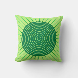 Coussin Sunburst géométrique moderne - Vert émeraude et ch