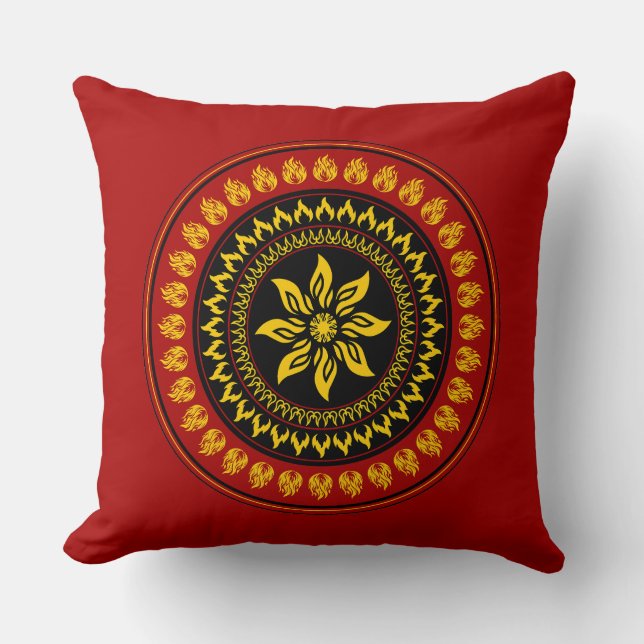 Coussin Sunburst Mandala traditionnel (Recto)