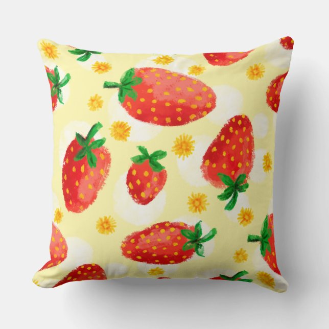 Coussin Sunlit Strawberries & Daisies (Recto)