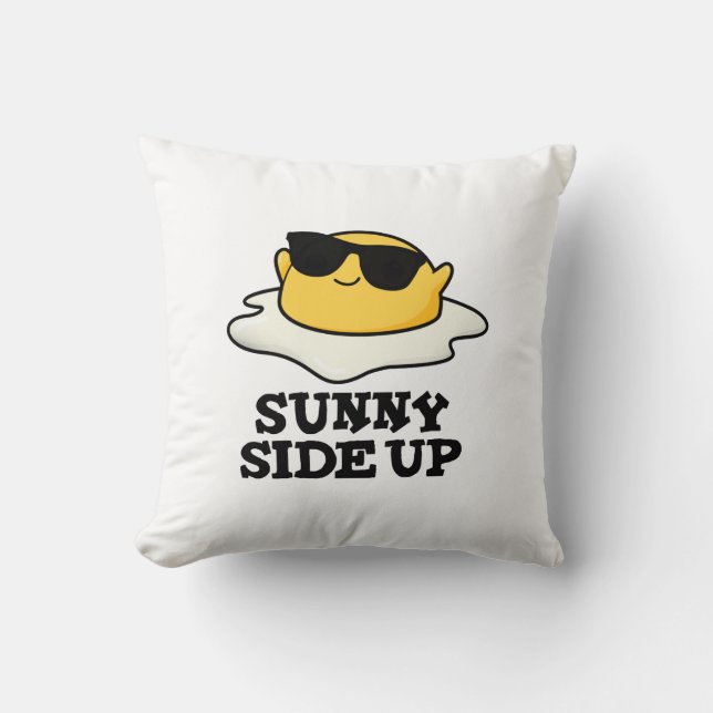 Coussin Sunny Side Up Funny Fried Oeuf Pun (Recto)