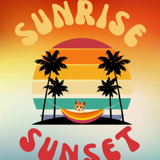 Coussin Sunrise Sunset un chat dans un hamac (Créateur téléchargé)