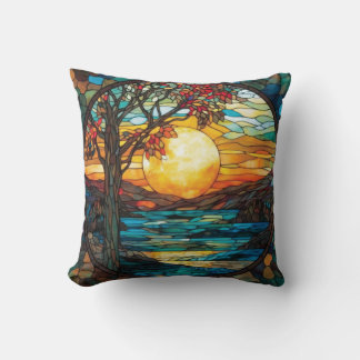 Coussin Sunset Autumn Scene Throw Pillow