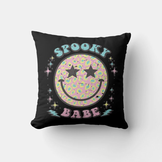 Coussin Super Éffrayant Babe Face Happy Costume Halloween  (Recto)