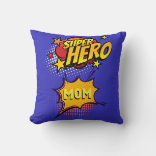 Coussin Super Hero Mom Comic Style de livre