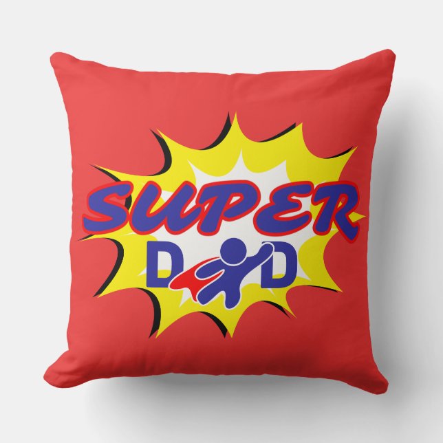 Coussin Super Hero Papa Fête des pères de livre comique (Recto)