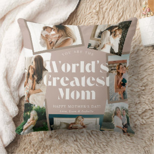 Coussin Super Maman Monde Dusty Pink 7 Collage Photo