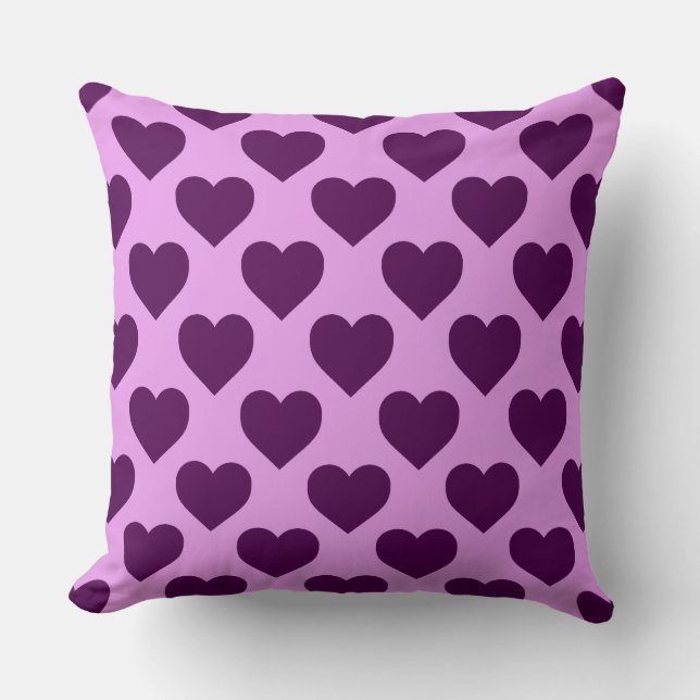 Coussin Super mignon Motif de coeur pourpre et rose (Recto)