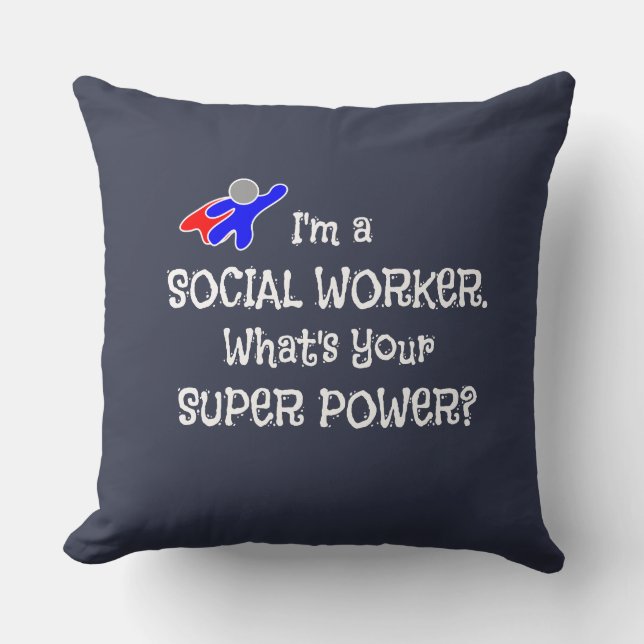 Coussin Super puissance du travailleur social (Recto)