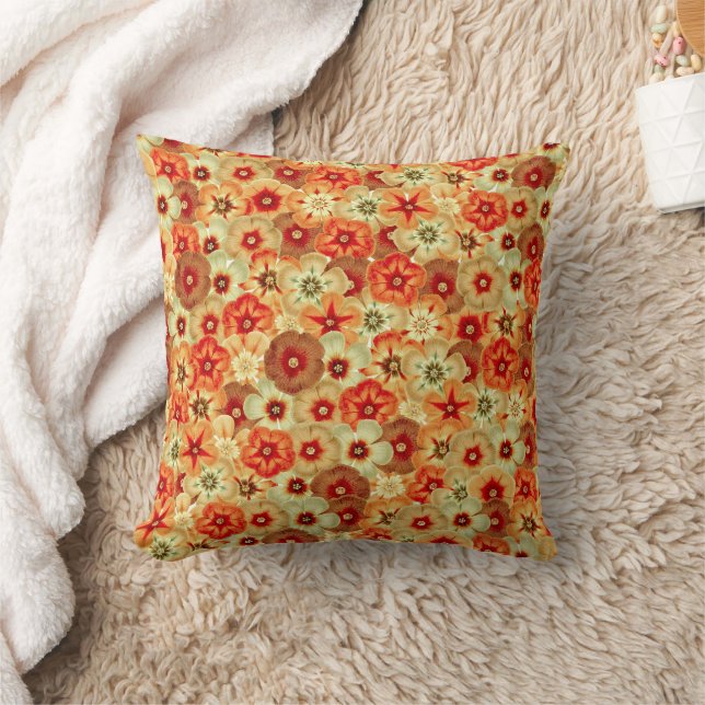 Coussin Super Retro Orange Hippie Fleurs Motif (Couverture)