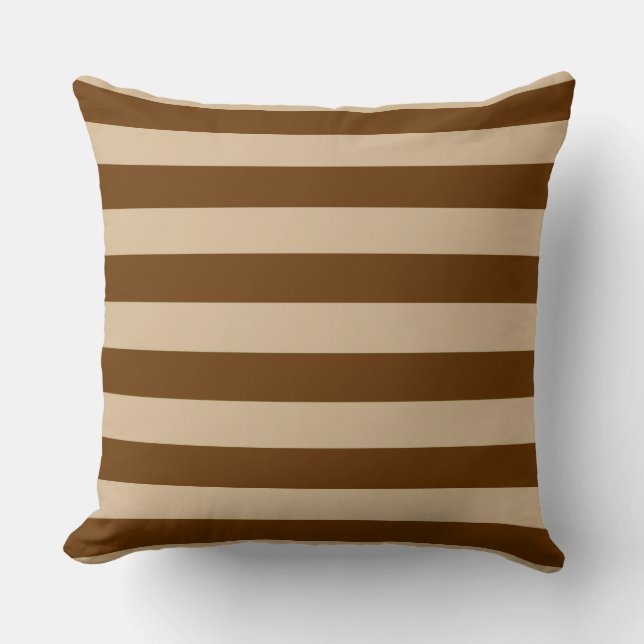 Coussin Superbe Brown et Tan Stripes Motif (Recto)