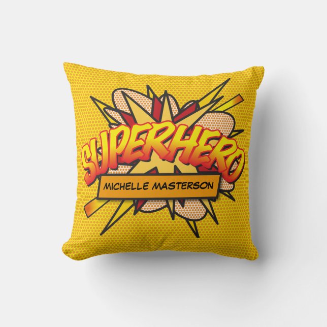 Coussin SUPERHERO Personnalisé Funny Modern Comic Book (Recto)