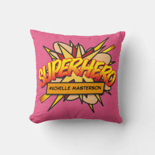 Coussin SUPERHÉROS Amusant Art Pop Livre de Bande Dessinée