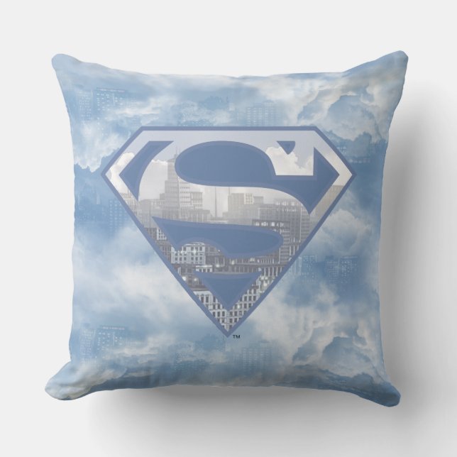 Coussin Superman S-Shield | Logo de la ville bleu clair (Recto)