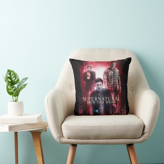 Coussin Supernatural Crowley, Dean et Sam (Chaise)