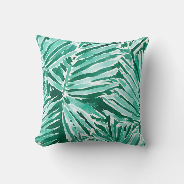 Coussin SUR l'aquarelle tropicale de paume de VACAY (Recto)