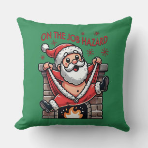 Coussin Sur le danger du travail Père Noël en feu