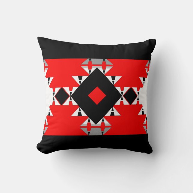 Coussin Sur-Noir de Geo/blanc Romance/gris/rouge (Recto)