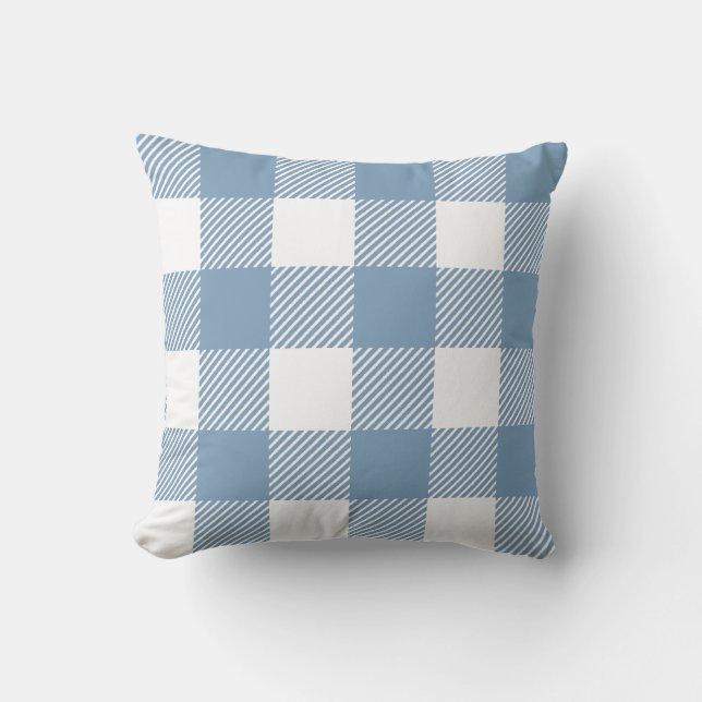 Coussin Surdimensionné Dusty Blue Buffalo Plaid (Recto)