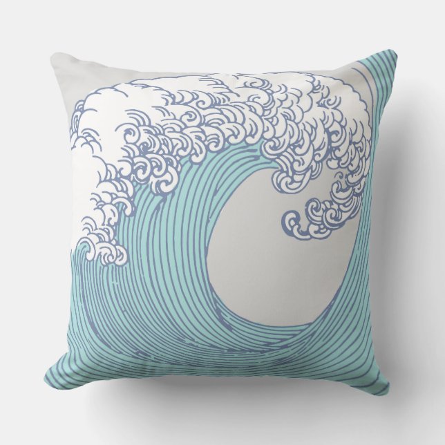 Coussin Surf asiatique japonais Vague Art Ocean Art (Recto)