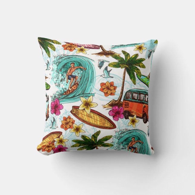 Coussin surf cool motif de plage (Recto)