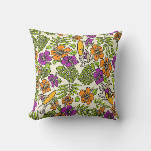 Coussin Surf Pareau Hawaiian Hibiscus Surf - Violet