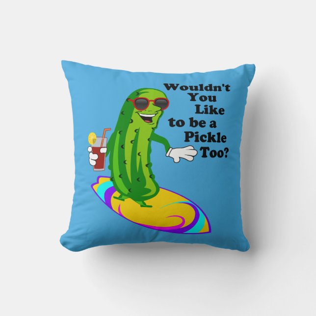 Coussin surfant drôle de conserves au vinaigre (Recto)