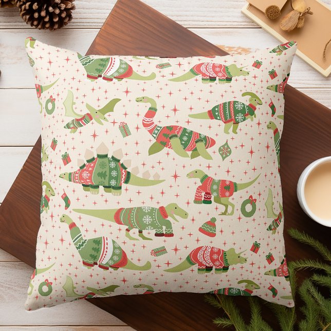 Coussin Sweaters de Noël de mignons dinosaures (Créateur téléchargé)