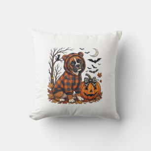 Coussin Sweatshirt à carreaux pour chien Boxer Halloween C
