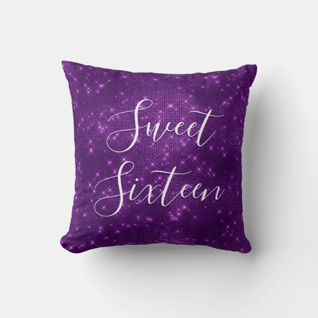 Coussin Sweet 16 Anniversaire Purple Sparkle 16e (Recto)