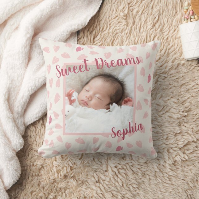 Coussin Sweet Dreams Baby Photo Keepsaké et nom (Couverture)