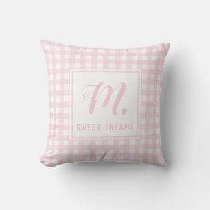 Coussin Sweet Dreams Bébé rose Moyen En vichy Monogramme