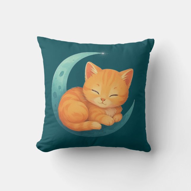 Coussin Sweet Dreams Cat on Moon Pillow (Recto)