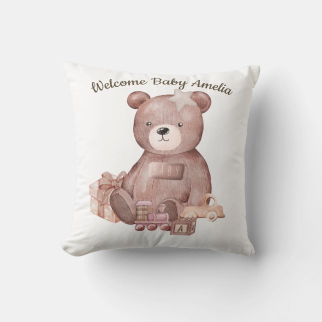 Coussin Sweet Teddy Bear Baby Shower Pillow (Recto)