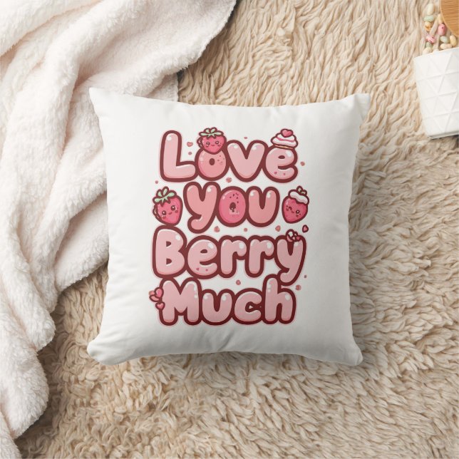 Coussin Sweet Valentine's Day Fruit and Cupcake Quote (Couverture)