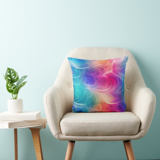 Coussin Swirling Rainbow Abstract Throw Pillow (Chaise)
