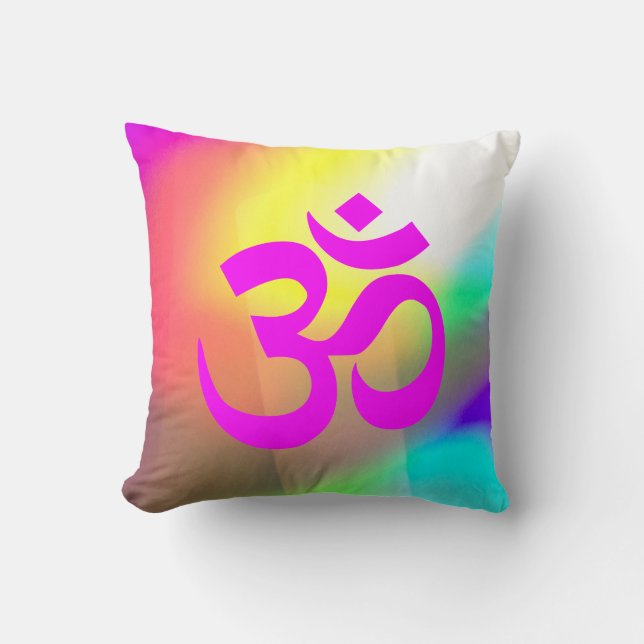 Coussin Symbole Abstrait moderne Magenta Om (Recto)