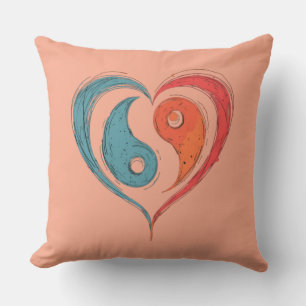 Coussin Symbole cardiaque Yin Yang personnalisé