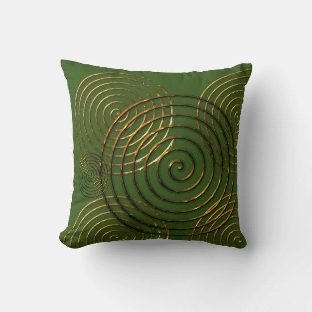 Coussin Symbole celtique spirale or métallique (Recto)