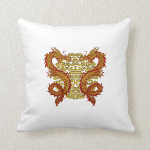 Coussin Symbole chinois et dragons de longévité