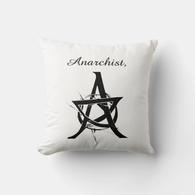 Coussin Symbole d'anarchie minimaliste – Logo noir et blan (Recto)