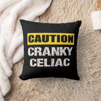 Coussin Symbole d'avertissement Cranky Celiac Funny