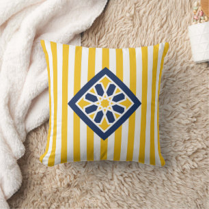 Coussin Symbole de Fleur de Zellige d'or marocain