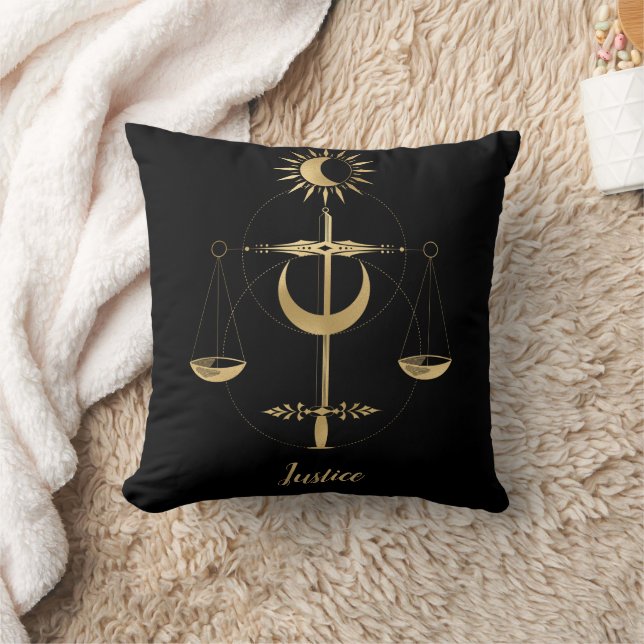 Coussin Symbole de justice du tarot d'or (Couverture)