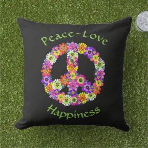 Coussin SYMBOLE DE LA PAIX Florale Paix Amour Bonheur
