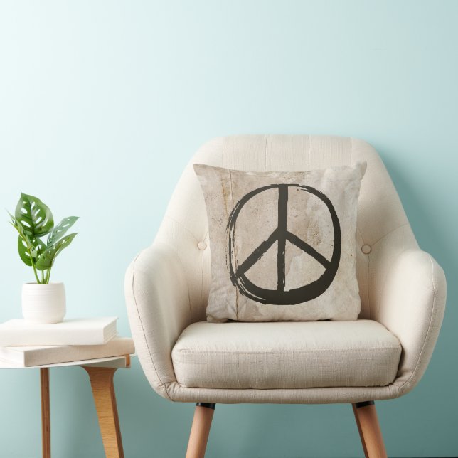 Coussin Symbole de la paix Hippie Love 1960s Signer boue s (Chaise)