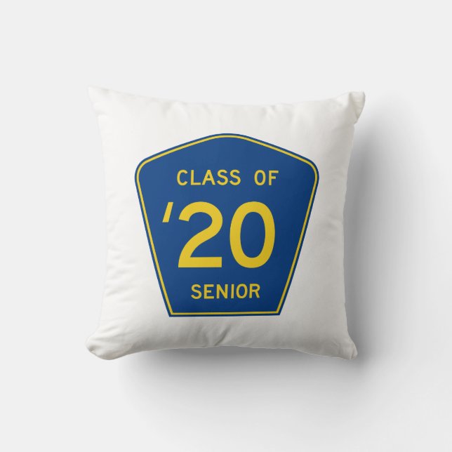 Coussin Symbole de la route du comté stylisé | Classe 2020 (Recto)